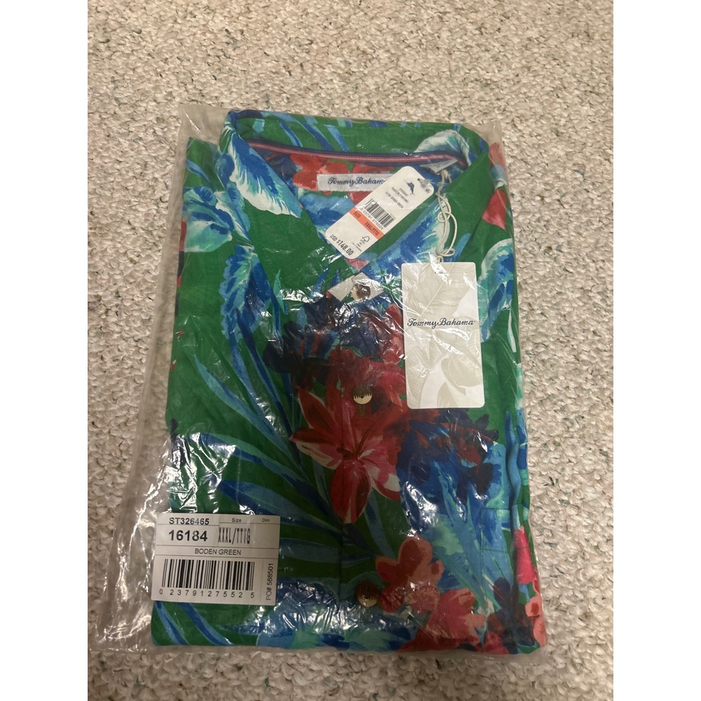 Tommy Bahama Painterly Botanic Boden Green Floral Camp‎ Shirt XXXL 3XL NEW